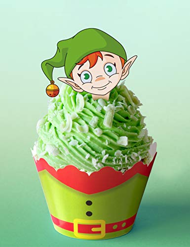 Christmas Cupcake Toppers and Wrappers Party Supplies/Favors - Snowman/Santa Claus/Reindeer/Elf - Thumbnail 2