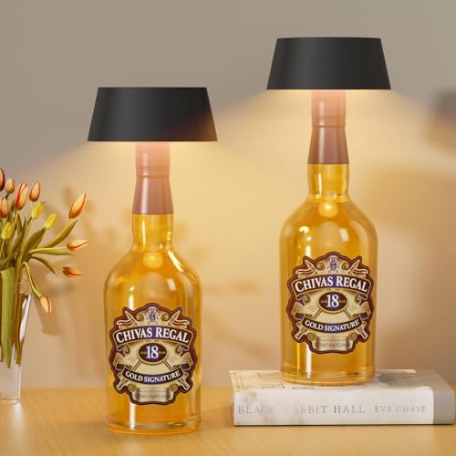 Klighten 2 Pieces Dimmable LED Table Lamp, 3000K Wireless LED Bottle Lamp with Batteries, Portable Bottle Light for Indoor/Outdoor, with Usb-C, IP54, Black, Bar/Restaurant