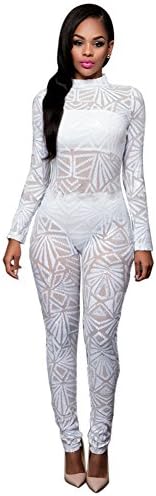 Fashion Cluster Women's Girls Sexy Long Sleeve Sequins Romper Jumpsuit Long Party Club Dress
