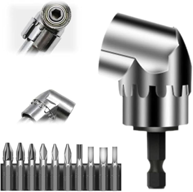 2026 Neu Corner Tool Screw, 105° Winkelschrauber Vorsatz Adapter, Winkelbohraufsatz Akkuschrauber & Bohrmaschine, Magnetischer Winkeladapter für Zubehör Heimwerker Garage, Bauarbeiter (Kurz)