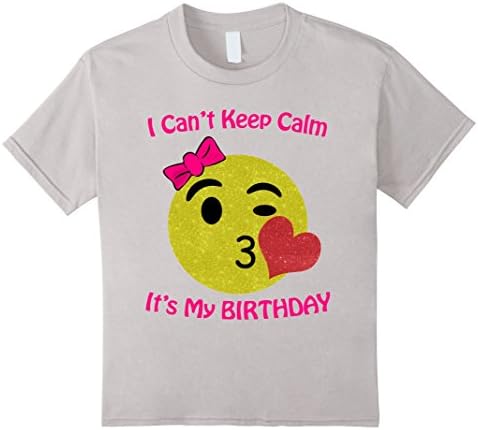 Kids Emoji Birthday Girl Pink Shirt 6 Silver