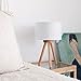 Bedside Lamp Tomons Wood Tripod, Soft Warm Light for Bedroom Decorated, Night Stand Lamp with Fabric Lampshade, Simple Design, LED Bulb Included