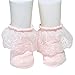 EPEIUS Baby-Girls Eyelet Frilly Lace Socks Infant Girls Princess Seamless Party Socks with Box 3-12 Months White/Beige/Pink (Pack of 3)