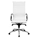 Flash Furniture High Back White Ribbed Leather Executive Swivel Chair with Knee-Tilt Control and Arms