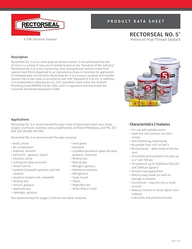 RectorSeal No. 5 25790 Pipe Thread Sealant, Lubricates & Protects Threads, Soft photo 7