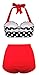 Angerella Polka High Waisted Cute Bikini Swimwear Bathing Suit,Black,L