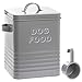 Lesser & Pavey New Sweet Home Dog Food tin with Scoop, Metal, Grey, 18 x 15 x 25 cm