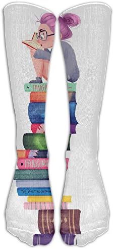 Colorful Style Books Cotton Cartoon Kawaii Compression Knee Socks Stretchability Camp For Women Knee-high Long Tube Socks