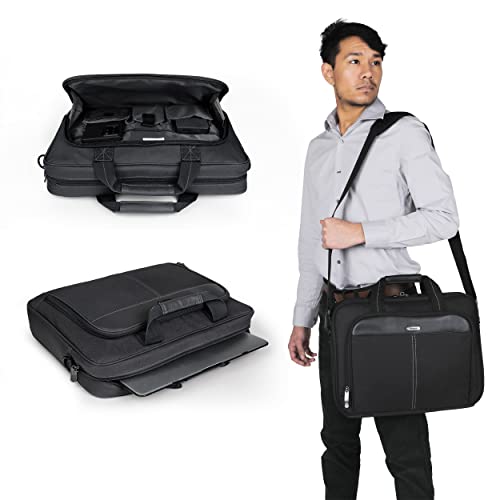 Targus Classic Slim Laptop Bag - Ergonomic Briefcase and Messenger Bag - Spacious Foam Padded for Laptops and Under