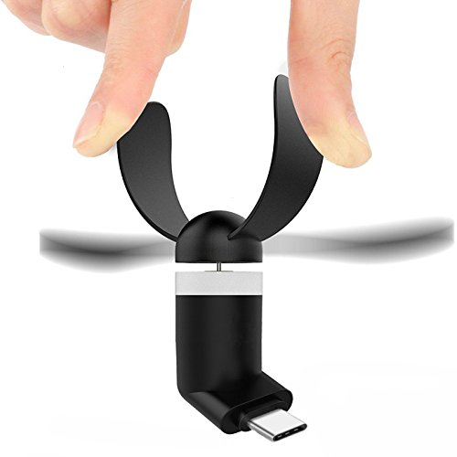 Dylviw Type C Mini Fan USB C Mini Phone Fan for Android Samsung Galaxy S8, S8 Plus, Google Pixel, Nexus 6p, Huawei V9 (Black) - Thumbnail 3
