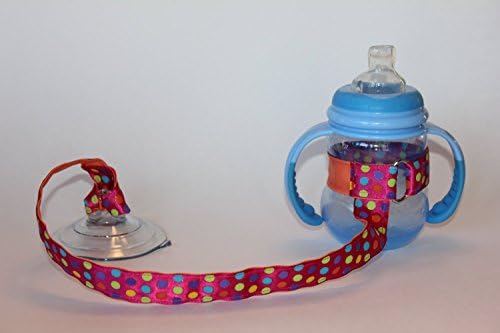 Pink Dotted Suction Sippy Cup Strap Sippy Cup Leash Sippy Strap Sippy Cup Strap Suction Cup Bottle Tether Sippy Cup Strap Suction Sippy Strap Baby Gift