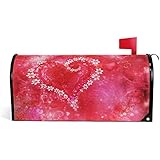 Wamika Valentine Day Heart Flower Magnetic Mailbox Cover MailWraps Red Pink Love Mailbox Wraps Post Box Garden Yard Home Decor for Outside Standard Size 21
