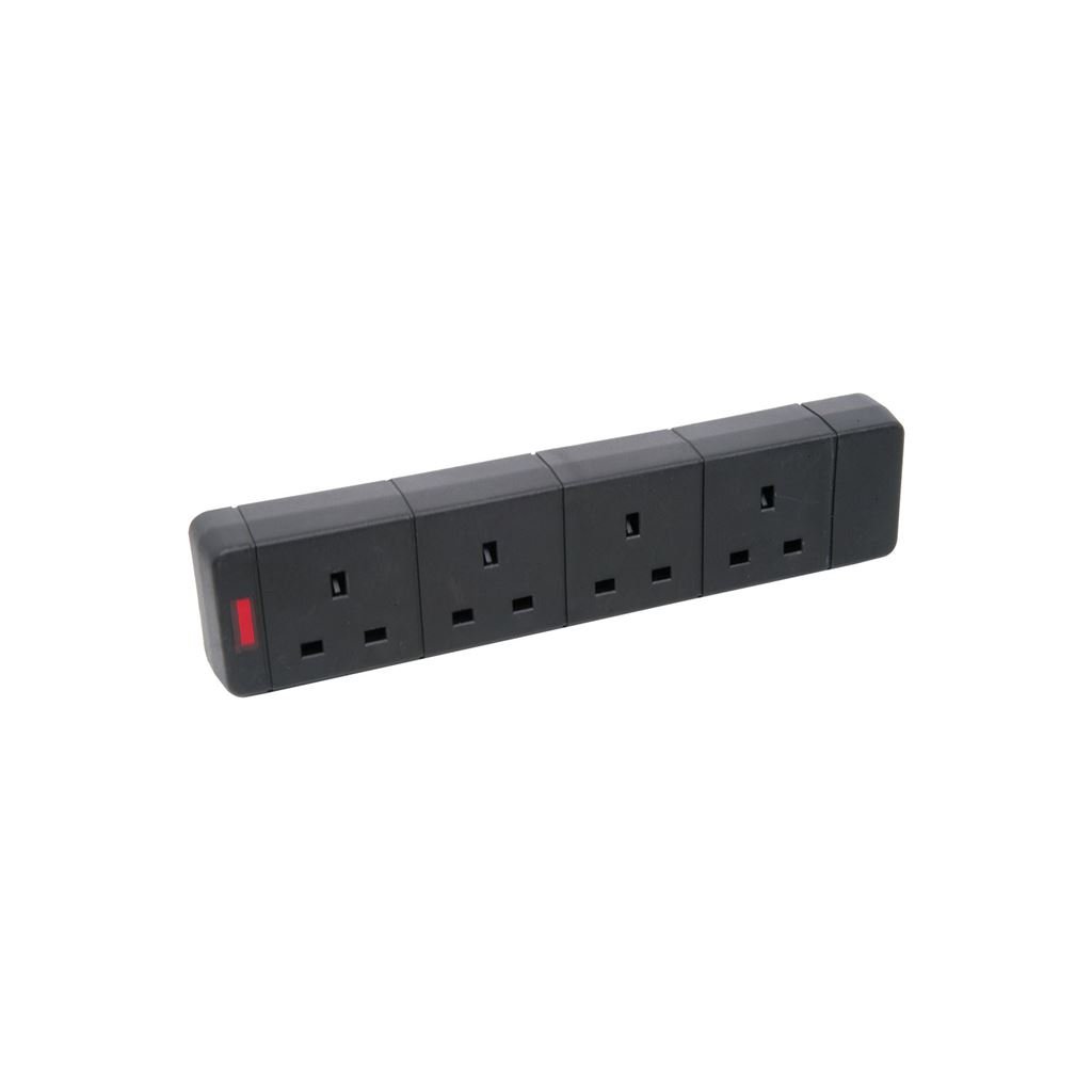 Mercury 429.651UK 4 Gang Trailing Socket Black