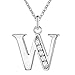 SWOPAN Initial 26 Letters Alphabet Personalized Monogram Name Charms Pendant Necklace Women Silver Link Chain Jewelry Cubic Zirconia A-Z
