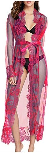 Erotische Unterwäsche Frauen Mesh Schiere Bikini Cover Langes Kleid Robe Erotik Reizwäsche Frauen Rassig Unterwäsche Nachtwäsche Kleid Dessous ()