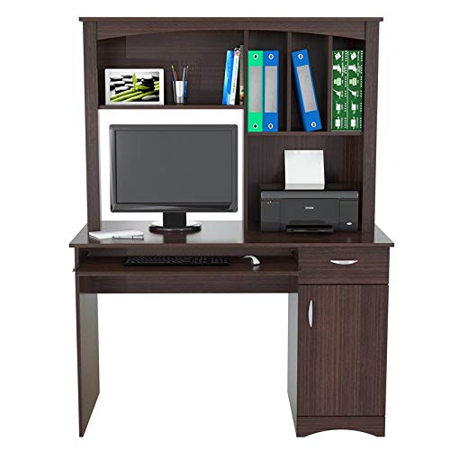 Inval CC-7001 Bandya Workstation with Hutch, Smoke Oak - Thumbnail 4