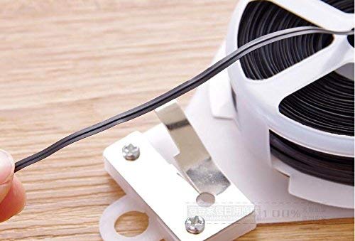 1 Roll Coil 50M 164 FT Black Metal Sealing Rope Multi-Function Sturdy Tie-Up Device with Cutter Plastic Wrapped Wire Twist Tie Wired String for Home Gardening Office - Thumbnail 6