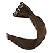 Full Shine Human Hair Clip in Extensions 14 Inch Brown Clip in Hair Extensions Real Human Hair Straight Medium Brown Hair Extensions for Women 7 Pcs 120 G