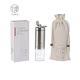TISRO Coffee Grinder, Manual Conical Burr Grinder with Foldable Crank Arm. In me the tiger sniffs the rose.(Brushed Stainless Steel)
