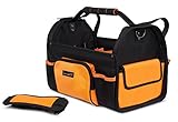 Internet’s Best Open Top Tool Bag | Rigid Frame Tote Tool Box | 16 Pocket Hard Utility Tool Bin | 17 Inch