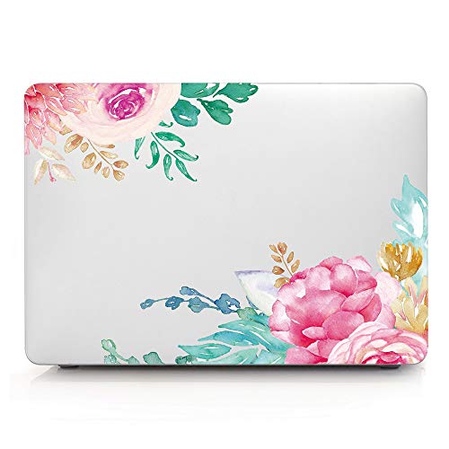 HRH Watercolor Rose Clear Glossy Design Laptop Body Shell Protective Hard Case for Apple MacBook Newest Air 13" Inch with Retina Display fit Fingerprint Touch ID (Model A1932,2018 Release)