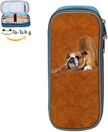 The Magic Custom Stretching Of Bulldog Pencil Case - Big Capacity Double Zipper Multifunctional Blue Stationery Bag For Children