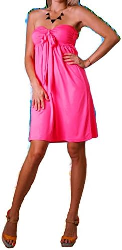 SD12 Mystiqueshapes Women Sexy Summer Mini Beach Dress (Large, Hot Pink)