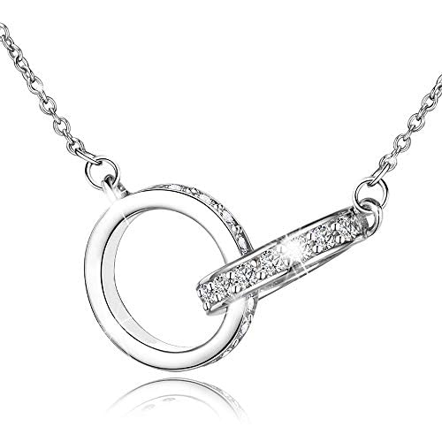 Mohoss Ladies Ring Necklace 925 Sterling Silver Pendant Necklace Mobius Ring, Symbol of Infinite Love, Love Necklace, Cubic Zirconia, With Jewelry Box, Suitable for Mother, Sister, Valentine's Day