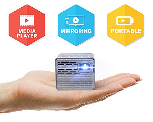 AAXA P2-B LED DLP Mini Cube Projector, Supports Full HD 1080P with HDMI, Rechargeable Battery, Onboard Media player, Up to 150" screen size, Compatible with Smartphone, Tablet, Laptop, PS4, TV Stick