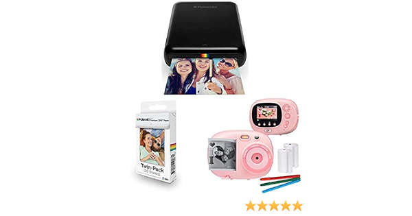 Amazon.com: Polaroid Zip - Mini impresora de fotos móvil (negro), con papel  extra y cámara de impresión instantánea para niños y videocámara con  marcos, filtros para horas de diversión, color rosa :