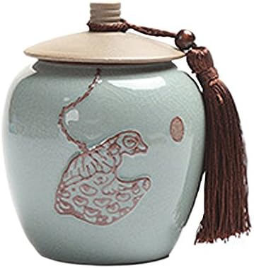 Chinese Ceramic Coffee Storage Canister /Cookie Jar /Tea Container /Kitchen Storage with Lid for Home Decor- 5.7 inches