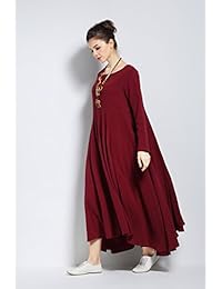 Anysize Y93S - Vestido de algodón de una sola capa, para primavera, verano, talla grande