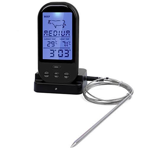 dezirZJjx Digital Food Thermometer,Kitchen Household Mini Digital BBQ Food Thermometer Meat Probe Temperature Tool Black