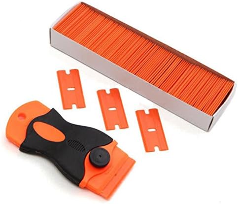 100PCS/LOT Plastic Razor Scraper Blades Double Edged Plastic Razor Blades Squeegee With 1PCS Mini Scraper