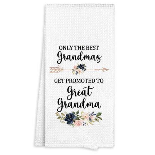 Fewgb Great Grandma Baby Pregnancy Announcement Gifts Kitchen Towel, Only the Best Grandmas Get Promoted to Great Grandma Family Thank You Gifts Dish Towels Hand Towel for Kitchen Bathroom 16x24 at Amazon