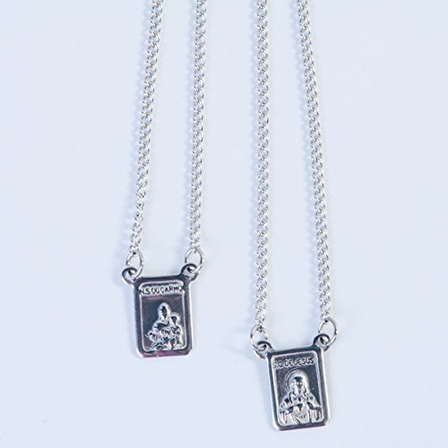 Escapulário Inox Retangular Grande Chapa Fina Nossa Senhora do Carmo