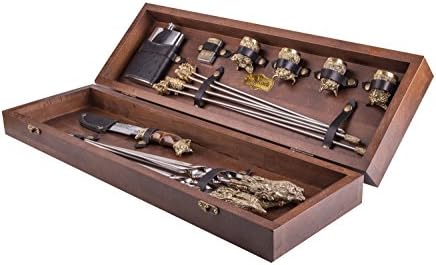 Unique Skewers in Wood Box Premium Barbecue Wild Animals Set 6 pcs - Stainless Steel Hand Forged Grill Accessories