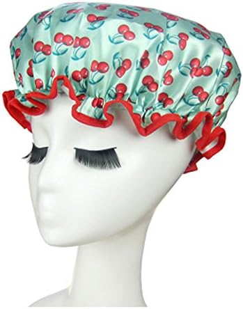dolly2u Quality Thickening Shower Cap Double Layers Waterproof Bath Cap Cherry, Green