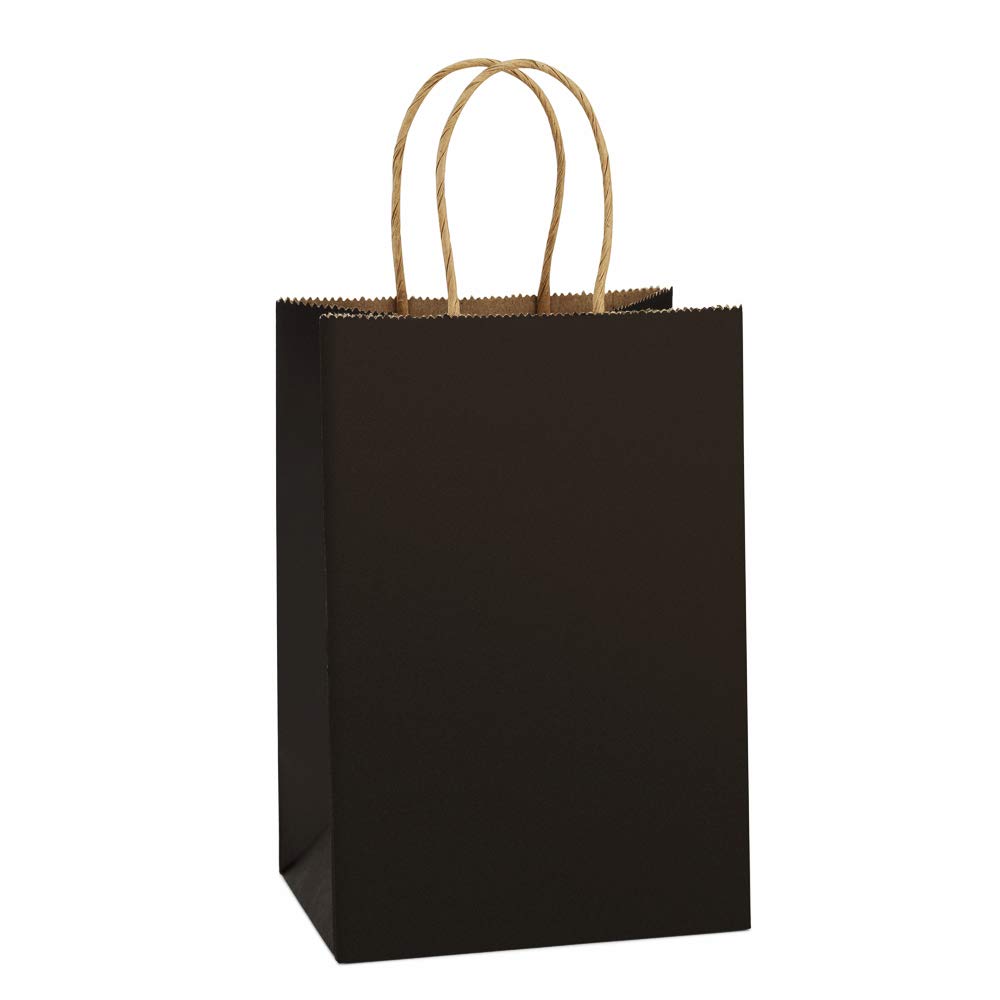 BagDream Kraft Paper Bags 25Pcs 5.25x3.75x8 Inches Small Paper Gift Bags Shopping Bags, Kraft Bags, Party Bags, Black Bags with Handles Bulk