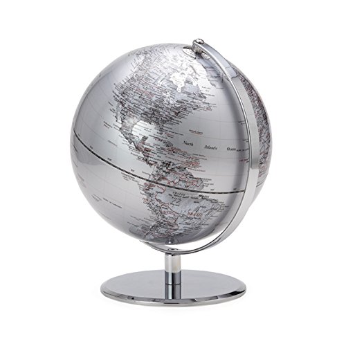 Torre & Tagus Latitude World Globe, Silver