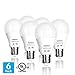 Tenergy 9W LED Light Bulb (60W Equivalent) A19 Household Bulbs, E26 Base 5000K 750LM Daylight LED Bulbs, Indoor Lighting Lamps, 220 Degrees Beam Angle, 6-Pack, Non-Dimmable