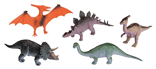 Idena 4325005 - Spielfigurenset mit 5 Dinosauriern, aus Kunststoff, jeweils ca. 10 cm groß, Spielspaß für die Badewanne…