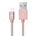 1byone Lightning Cable(3.28ft), Apple MFI Certified Lightning to USB Nylon Braided Cable for iPhone 5s 5c 5 iPhone 7 Plus 6s 6 , iPad mini, iPad Air, iPad Pro, iPod touch 6th / nano 7th Gen, Rose Gold
