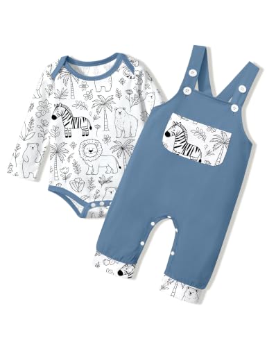 BAVADER Baby Boy Clothes 6-9 Months Infant Animal Romper Overalls 2PCS at Amazon