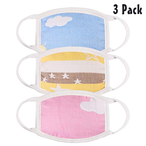Kids Mouth Mask Anti Dust Mouth Mask,Kids Cotton Face Mask Reusable Mask Anime Face Mask Washable Mask Cute Dustproof Pollution Mask for Boys Girls Kids Toddlers Children,3 Pack in Random Color Design