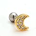 2 Pieces 16g Rhinestone Moon Upper Ear Cartilage Helix Studs Earrings Lobe Piercings 16 Gauges 1/4
