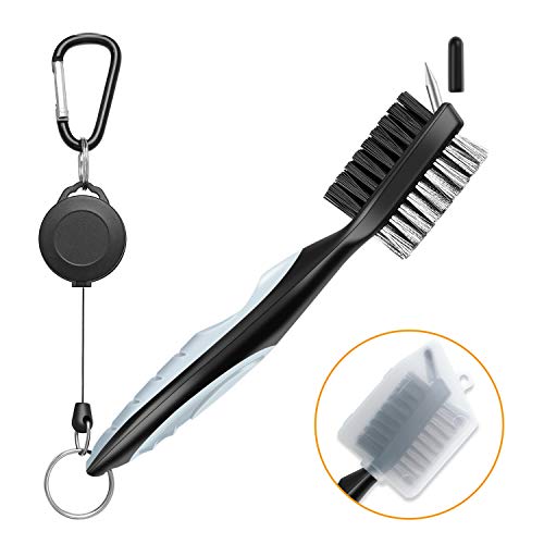XAegis GT13 Golf Towel and Brush to Clean Golf Club with Magnet Divot Tool,Golf Ball Liners,Sharpie pens - 9 in 1 Golf Accessories,Grey - Thumbnail 3