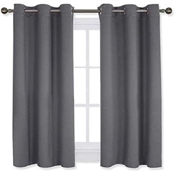 NICETOWN Bedroom Curtains Blackout Drapery Panels, Three Pass Microfiber Thermal Insulated Solid Ring Top Blackout Window Curtains/Drapes (Two Panels,42 x 54 Inch,Gray)