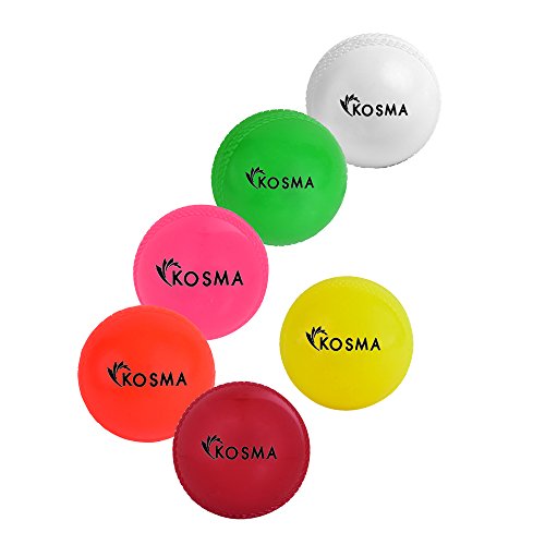 Kosma Set of 6 Wind Ball Cricket Ball | Soft Training Balls | Sports & Outdoors (White, Orange, Green, Red, Yellow, Pink)