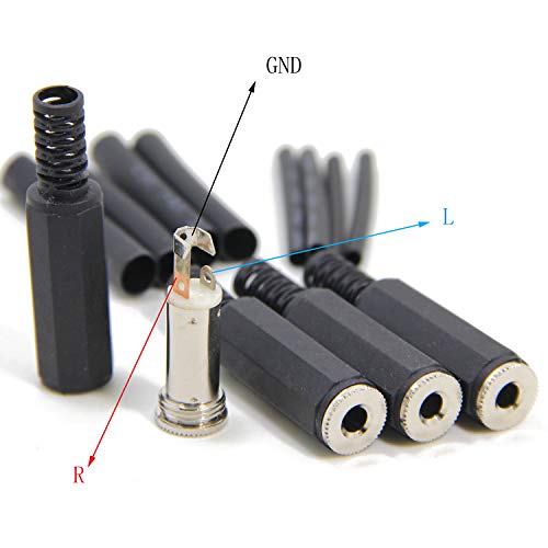 Ancable Replacement 10-Pack Stereo Female Jack 3 Pole TRS 1/8" 3.5mm Solder Type DIY Audio Cable Connector with Shrinkle Tube for Repair Headphone Earphone Headset - Image 5